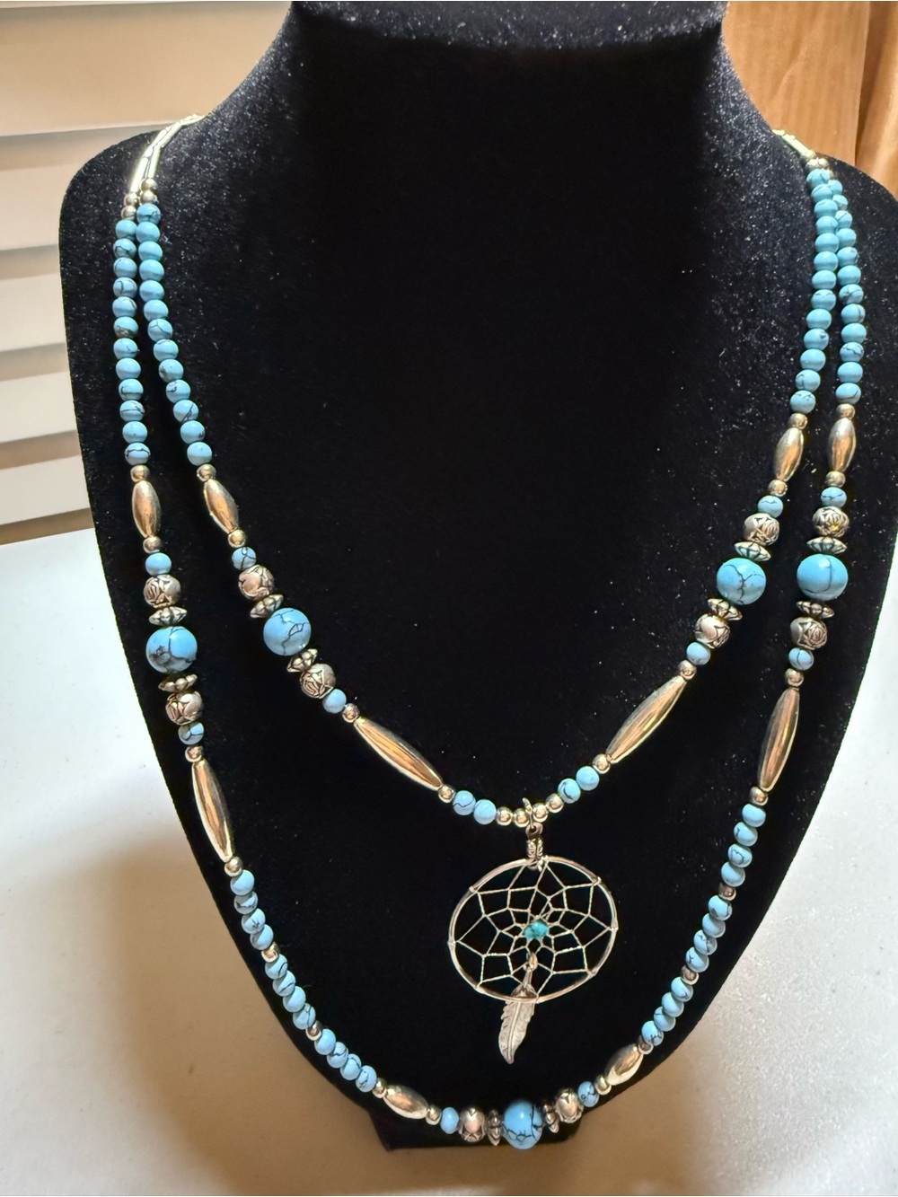 Liquid Sterling SilverTurquoise Dreamcatcher Layered Necklace